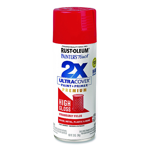 Rust-Oleum Painter's Touch 2X Ultra Cover Spray Paint, High Gloss Strawberry Fields, 12 oz Aerosol Can, 6/Carton (331180)