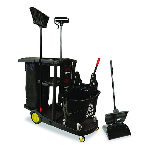 Nexstep Commercial Products Premier Downpress Mop Bucket and Wringer, 35 qt, Black (96998)
