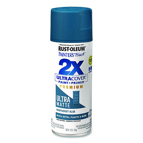 Rust-Oleum Painter's Touch 2X Ultra Cover Spray Paint, Ultra Matte Blue, 12 oz Aerosol Can, 6/Carton (331188)