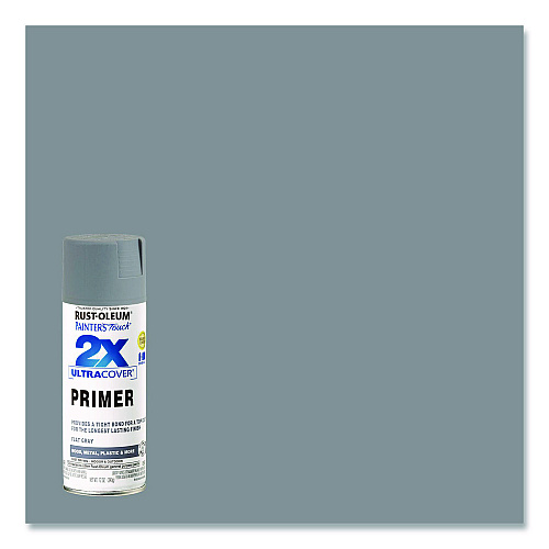 Rust-Oleum Painter's Touch 2X Ultra Cover Spray Paint, Flat Gray, 12 oz Aerosol Can, 6/Carton (334017)