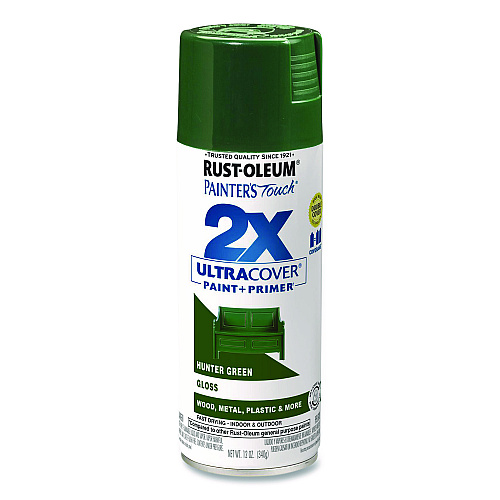 Rust-Oleum Painter's Touch 2X Ultra Cover Spray Paint, Gloss Hunter Green, 12 oz Aerosol Can, 6/Carton (334034)