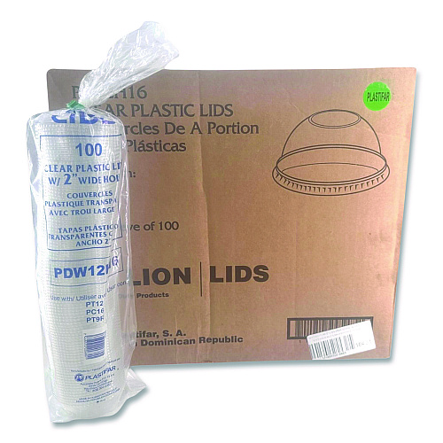 Plastifar PET Lids, Fits 5 oz and 8 oz Sundae Cup, 100/Sleeve, 10/Sleeves/Carton (18431)