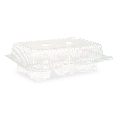 Plastifar Bakery Containers, Muffin/Cupcake, 7.25 x 9.88 x 3.13, Clear, 250/Carton (18200)