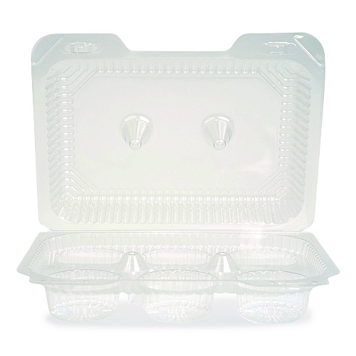 Plastifar Bakery Containers, Muffin/Cupcake, 7.25 x 9.88 x 3.13, Clear, 250/Carton (18200)
