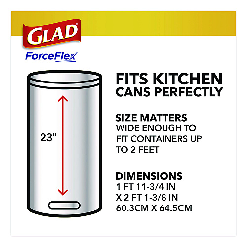ForceFlex Kitchen Drawstring Trash Bags, Drawstring, 13 gal, Unscented, 23.47 x 25.38, White, 110 Bags/Box, 3 Boxes/Carton