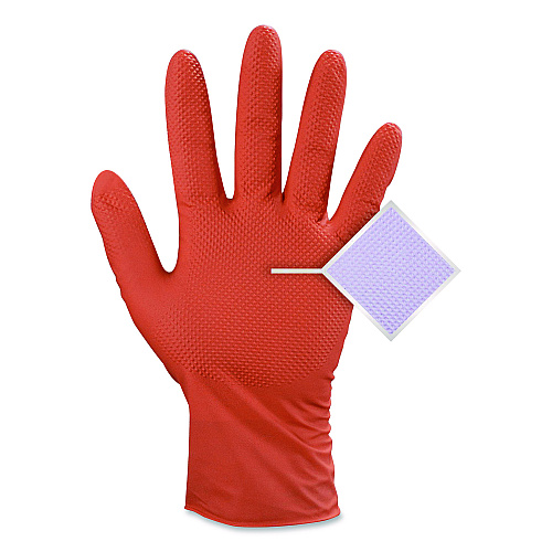GloveWorks by AMMEX Ultra Industrial Flock-Lined Nitrile Disposable Gloves, Medium, 8 mil Thick, 9.06" Long, Orange, 50/Box, 10 Boxes/Carton (GWUOFN44050)