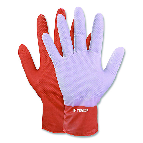 GloveWorks by AMMEX Ultra Industrial Flock-Lined Nitrile Disposable Gloves, Large, 6 mil Thick, 9.06" Long, Orange, 50/Box, 10 Boxes/Carton (GWUOFN46050)