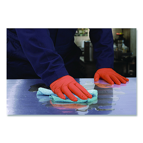 GloveWorks by AMMEX Ultra Industrial Flock-Lined Nitrile Disposable Gloves, Large, 6 mil Thick, 9.06" Long, Orange, 50/Box, 10 Boxes/Carton (GWUOFN46050)
