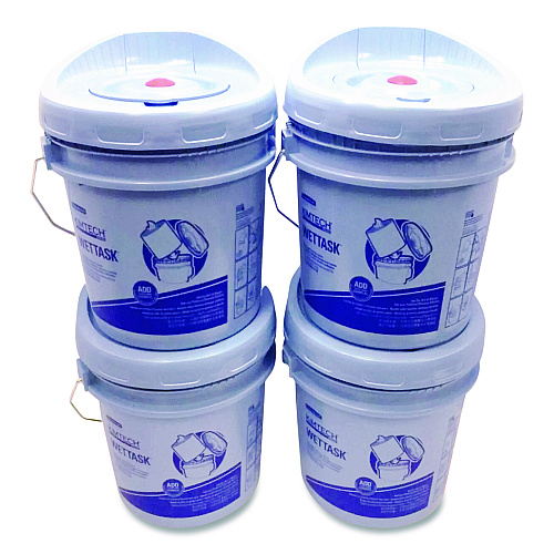 Kimtech W Aviation Wet Wipe System Bucket, 1 gal, Blue/Gray, 4/Carton (28646)