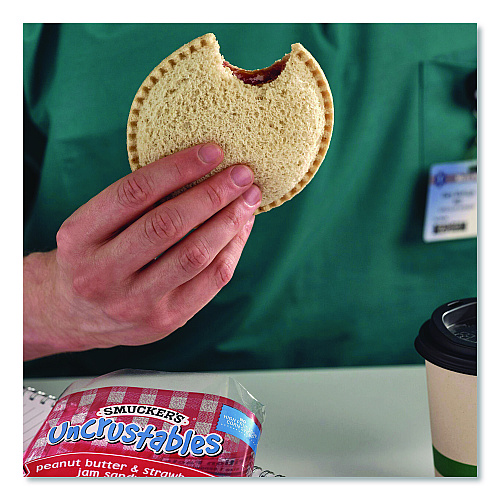 UNCRUSTABLES Soft Bread Sandwiches, Wheat Bread, Peanut Butter and Strawberry, 2.6 oz Bag, 48/Carton