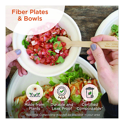 Fiber Barrel Bowls, 8 oz, Natural, 500/Carton