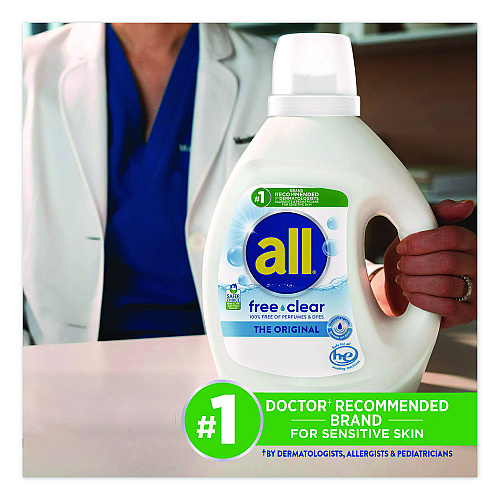 All Free Clear HE Laundry Detergent, 24 Loads, Unscented, 30 oz Bottle, 6/Carton (47427)