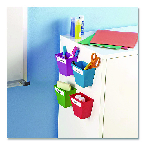 Learning Resources Magnetic Create-a-Space Storage Bins, 2" x 3.75" Assorted Colors, 4 Bins (LER3807)
