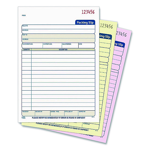 Adams Multipart Packing List Forms, Three-Part Carbonless, 5.56 x 7.94, 50 Forms Total (T5082)