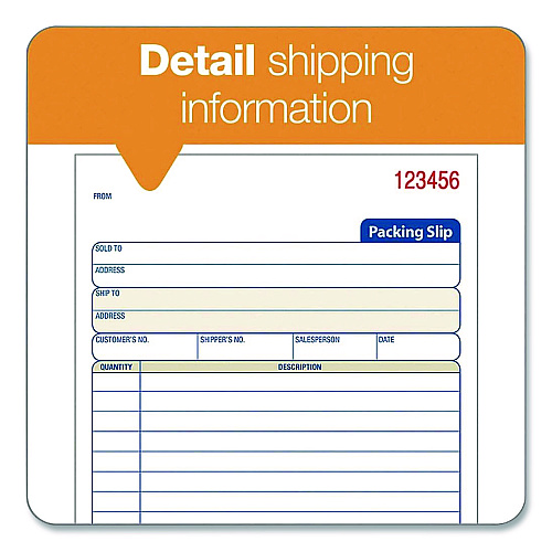 Adams Multipart Packing List Forms, Three-Part Carbonless, 5.56 x 7.94, 50 Forms Total (T5082)