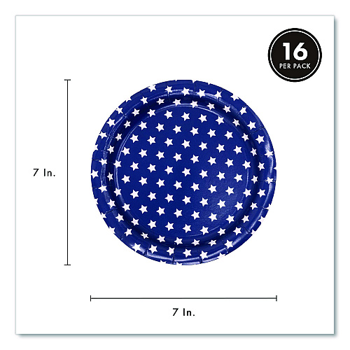 PUKKA PAD Stars and Stripes Tableware Pack, 16 Cups,16 Dessert Plates,16 Dinner Plates, 24 Paper Napkins, Blue/Red/White, 72 Pieces/Kit (642)