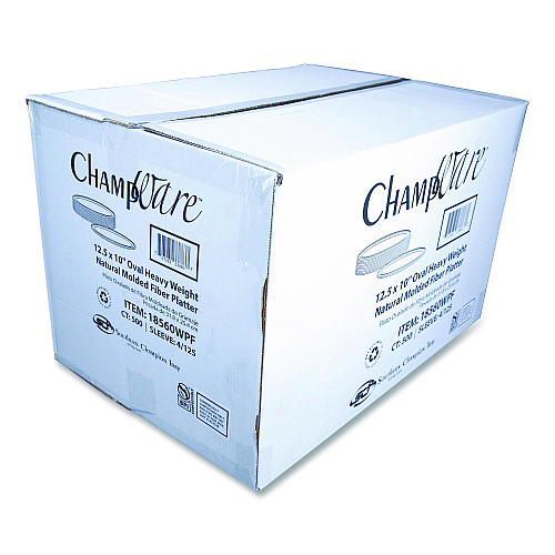ChampWare Molded Fiber Tableware, Molded Fiber Platter, 12.5" dia, White, 125 Plates/Sleeve, 4 Sleeves/Carton