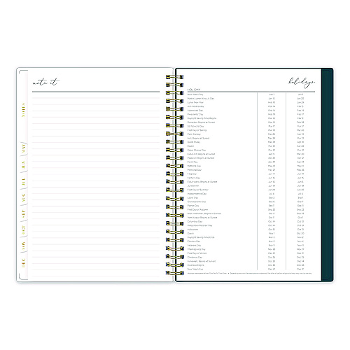 Blue Sky Life Note-It Dania Weekly/Monthly Planner, Floral Artwork, 8.63 x 5.88, Teal/Pink/Blue Cover, 12-Month (Jan to Dec): 2026 (139478)