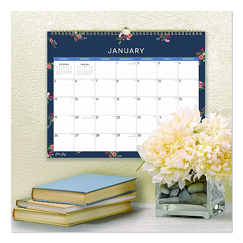 Blue Sky Ashlyn Monthly Wall Calendar, Floral Artwork, 15 x 12, White/Blue/Pink Sheets, 12-Month (Jan to Dec): 2026 (148617)