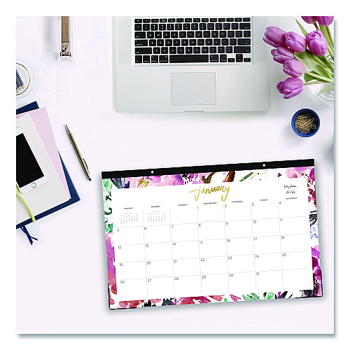 Blue Sky Kelly Ventura Magenta Bloom Desk Pad Calendar, 17 x 11, Floral Artwork, White/Multicolor Sheets, 12-Month (Jan to Dec): 2026 (149057)