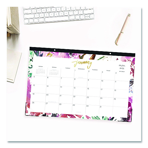 Blue Sky Kelly Ventura Magenta Bloom Desk Pad Calendar, 17 x 11, Floral Artwork, White/Multicolor Sheets, 12-Month (Jan to Dec): 2026 (149057)