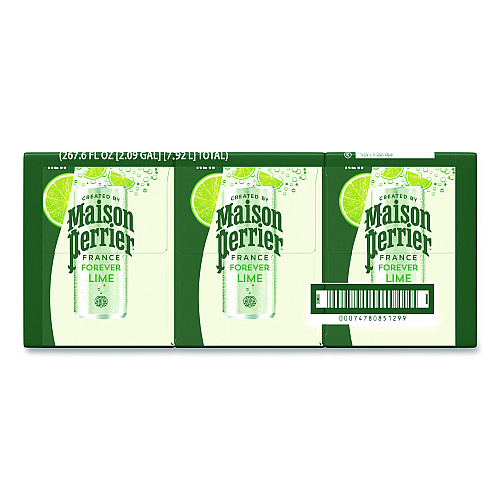 Nestle Maison Perrier Sparkling Water,11.15 oz Can, Lime, 8 Cans/Box (85129)