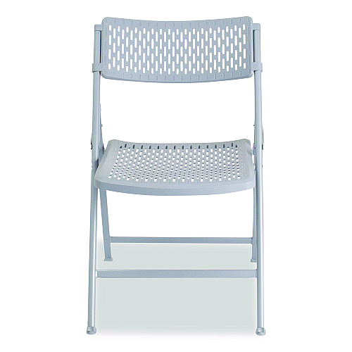 NPS AirFlex Series Premium Polypropylene Folding Chair, Supports 1,000 lbs, 17.25" Seat Height, Platinum Seat/Back/Base, 4/Carton (1412)