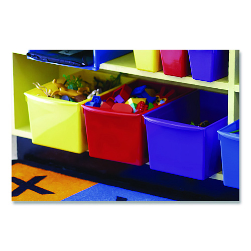 Storex Double XL Wide Interlocking Book Bins, 9.2" x 14.5" x 7", Assorted Bright Colors, 6/Carton (71126E06C)