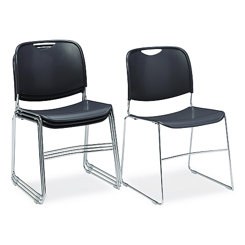 NPS 8500 Series Ultra-Compact Plastic Stack Chair, Supports Up to 500 lbs, 17" Seat Height, Gray Seat/Back, Chrome Base, 4/Carton (85024)