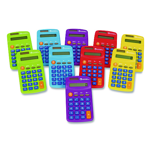 Learning Resources Rainbow Calculators, 8-Digit, LCD, 10 Calculators (LER0014)