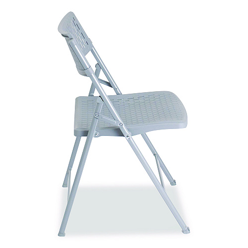 NPS AirFlex Series Premium Polypropylene Folding Chair, Supports 1,000 lbs, 17.25" Seat Height, Platinum Seat/Back/Base, 4/Carton (1412)