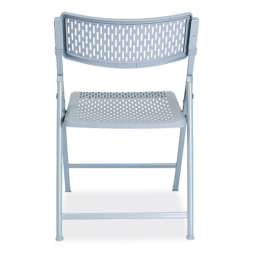 NPS AirFlex Series Premium Polypropylene Folding Chair, Supports 1,000 lbs, 17.25" Seat Height, Platinum Seat/Back/Base, 4/Carton (1412)