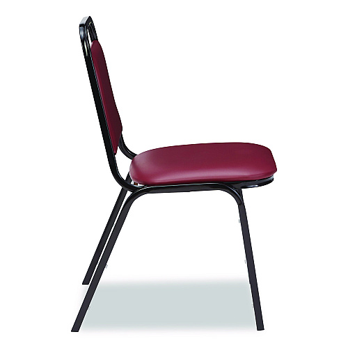 NPS 9100 Series Vinyl Upholstered Stack Chair, Supports Up to 300 lbs, 18" Seat Height, Burgundy Seat/Back, Black Base, 4/Carton (9108B4)