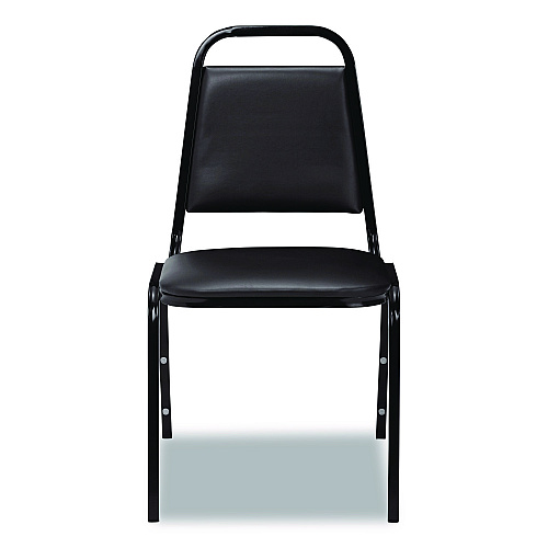 NPS 9100 Series Vinyl Upholstered Stack Chair, Supports Up to 300 lbs, 18" Seat Height, Black Seat/Back/Base, 4/Carton (9110B4)