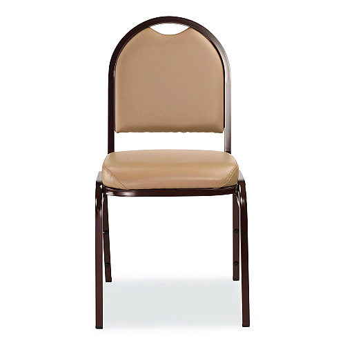 NPS 9200 Series Premium Upholstered Stack Chair, Vinyl, Supports 500 lb, 19" Seat Ht, French Beige Seat/Back, Mocha Base, 2/Pack (9201M2)