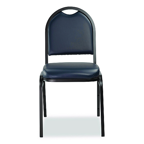 NPS 9200 Series Premium Upholstered Stack Chair, Vinyl, Supports 500 lb, 19" Seat Ht, Midnight Blue Seat/Back, Black Base,2/Pack (9204BT2)