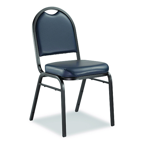 NPS 9200 Series Premium Upholstered Stack Chair, Vinyl, Supports 500 lb, 19" Seat Ht, Midnight Blue Seat/Back, Black Base,2/Pack (9204BT2)