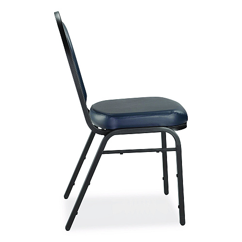 NPS 9200 Series Premium Upholstered Stack Chair, Vinyl, Supports 500 lb, 19" Seat Ht, Midnight Blue Seat/Back, Black Base,2/Pack (9204BT2)