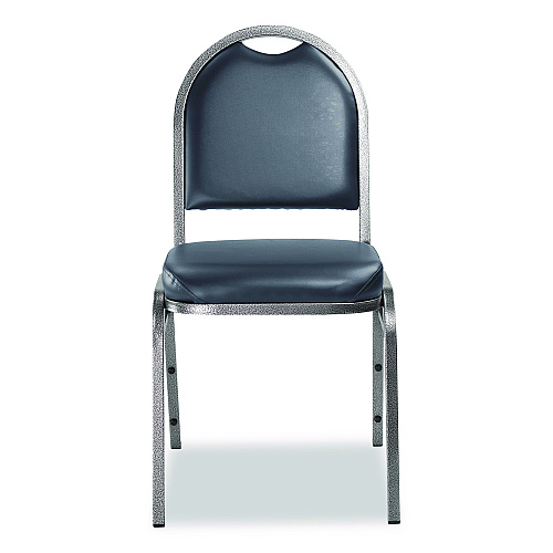 NPS 9200 Series Premium Upholstered Stack Chair, Vinyl, Supports 500 lb, 19" Seat Ht, Midnight Blue Seat/Back, Silver Base, 2/PK (9204SV2)