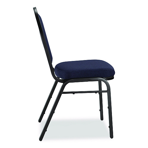 NPS 9200 Series Premium Upholstered Stack Chair, Fabric, Supports 500 lbs, 19" Seat Ht, Midnight Blue Seat/Back, Black Base, 2/Pk (9254BT2)