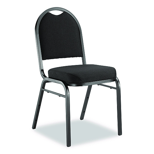 NPS 9200 Series Premium Upholstered Stack Chair, Fabric, Supports 500 lb,19" Seat Height, Ebony Black Seat/Back, Black Base, 2/PK (9260BT2)