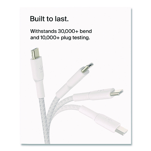 Belkin BOOST CHARGE Braided USB-C to USB-C Cable, 3.3 ft, White (CAB004BT1MWH)