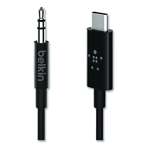 Belkin RockStar 3.5mm Audio Cable with USB-C Connector, 3 ft, Black (F7U079BT03BL)