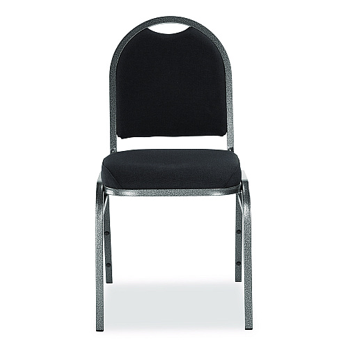 NPS 9200 Series Premium Upholstered Stack Chair, Fabric, Supports 500 lb, 19" Seat Ht, Ebony Black Seat/Back, Silver Base, 2/PK (9260SV2)