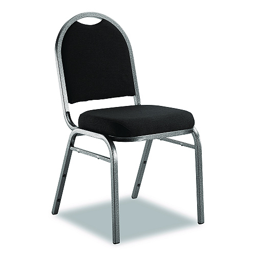NPS 9200 Series Premium Upholstered Stack Chair, Fabric, Supports 500 lb, 19" Seat Ht, Ebony Black Seat/Back, Silver Base, 2/PK (9260SV2)