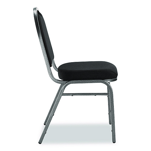 NPS 9200 Series Premium Upholstered Stack Chair, Fabric, Supports 500 lb, 19" Seat Ht, Ebony Black Seat/Back, Silver Base, 2/PK (9260SV2)