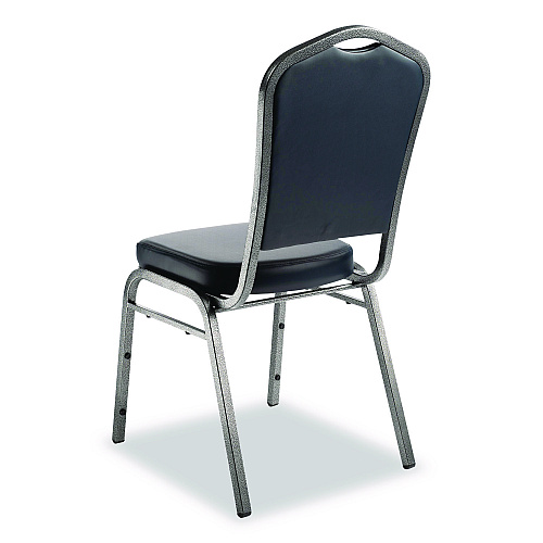 NPS 9300 Series Deluxe Upholstered Stack Chair, Vinyl, Supports 500 lb, 19" Seat Ht, Midnight Blue Seat/Back, Silver Base, 2/Pack (9304SV2)