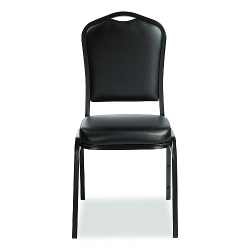 NPS 9300 Series Deluxe Upholstered Stack Chair, Vinyl, Supports Up to 500 lb, 19" Seat Height, Black Seat/Back/Base, 2/Pack (9310BT2)