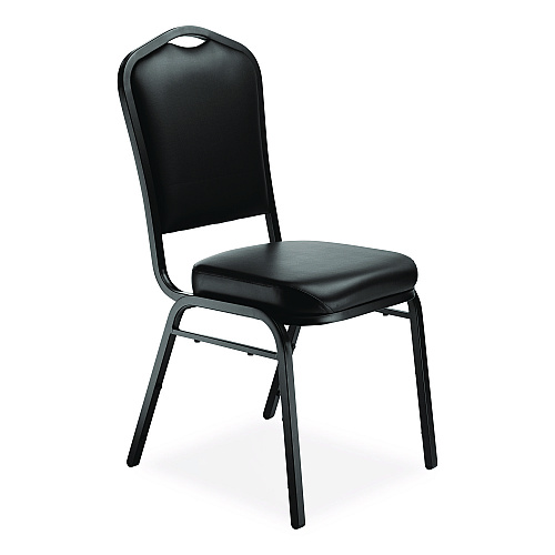 NPS 9300 Series Deluxe Upholstered Stack Chair, Vinyl, Supports Up to 500 lb, 19" Seat Height, Black Seat/Back/Base, 2/Pack (9310BT2)