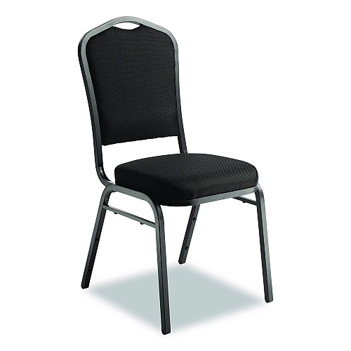 NPS 9300 Series Deluxe Upholstered Stack Chair, Fabric, Supports 500 lb, 19" Seat Height, Ebony Black Seat/Back, Black Base, 2/PK (9360BT2)